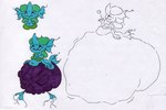 after_vore belly big_belly blue_body duo female green_hair hair huge_belly hyper hyper_belly overweight simple_background split_form vore shar0makai marine merfolk siren 2023 absurd_res hi_res sketch traditional_media_(artwork)