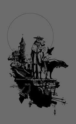 ambiguous_feral ambiguous_gender axe beak beard black_beak black_body black_bottomwear black_clothing black_collar black_fur black_pants black_tail black_wings bone bottomwear building clenched_teeth clothing coat collar door dual_wielding empty_eyes facial_hair feathered_wings feathers feet feral flying fur grey_beard grey_clothing grey_coat grey_facial_hair grey_hat grey_headwear grey_scarf grey_sclera grey_shawl grey_teeth grey_topwear group gun hat headgear headwear holding_axe holding_gun holding_object holding_ranged_weapon holding_weapon house lamp lantern larger_ambiguous larger_feral larger_human larger_male male moon outside pants plant quadruped ranged_weapon red_sclera scarf size_difference skull smaller_ambiguous smaller_feral stairs street_lamp tail talons teeth toes topwear tree weapon wide_brim_hat window wings luke_viljoen bloodborne fromsoftware sony_corporation sony_interactive_entertainment avian bird canid canine corvid corvus_(genus) crow human mammal oscine passerine 2015 absurd_res black_and_grey digital_drawing_(artwork) digital_media_(artwork) english_description hi_res monochrome shaded