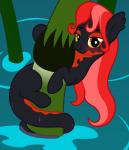 blush duo eyes_closed female feral pond reeds water wet badumsquish hasbro my_little_pony fan_character mave_(oc) alp-luachra amphibian equid equine horse hybrid mammal newt salamander 2016 hi_res