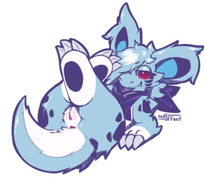 anus big_ears blue_body blue_fur butt claws fangs female feral finger_claws fur genitals kerchief legs_up paws raised_paw red_eyes simple_background snaggle_tooth solo tail teeth toe_claws vulva white_background white_body white_fur nulloffset nintendo pokemon fan_character quote_(nulloffset) generation_1_pokemon nidorina pokemon_(species) hi_res watermark