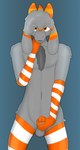 anthro armwear balls body_hair chest_hair clothing elbow_gloves floppy_ears fur genitals glans gloves grey_body grey_fur hair handwear horn humanoid_genitalia humanoid_penis legwear male masturbation mostly_nude orange_armwear orange_clothing orange_elbow_gloves orange_eyes orange_glans orange_gloves orange_handwear orange_horn orange_legwear orange_stripes orange_thigh_highs pattern_armwear pattern_clothing pattern_elbow_gloves pattern_gloves pattern_handwear pattern_legwear pattern_thigh_highs penile penile_masturbation penis solo striped_armwear striped_clothing striped_elbow_gloves striped_gloves striped_handwear striped_legwear striped_thigh_highs stripes thigh_highs conditional_dnp gusta gusta_(gusta) bovid caprine goat mammal alternate_version_at_source hi_res