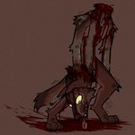 blood bodily_fluids brown_background brown_body brown_fur decapitation fur gore male scar self-harm_scars simple_background solo wanderingwastelands misha_(wanderingwastelands) canid canine canis mammal red_wolf wolf 1:1