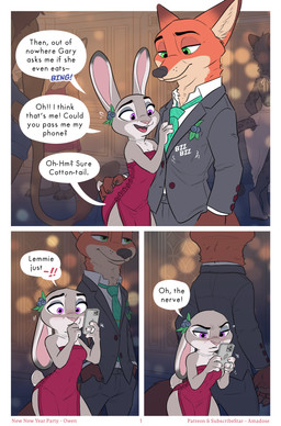 accessory anthro breasts brown_body brown_fur cellphone clothed clothing dialogue dress duo electronics female fur grey_body grey_fur half-closed_eyes long_ears male motion_lines narrowed_eyes necktie orange_body orange_fur phone purple_eyes speech_bubble suit tan_body text thick_thighs wide_hips amadose disney zootopia judy_hopps nick_wilde canid canine fox lagomorph leporid mammal rabbit absurd_res comic english_text hi_res