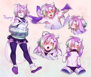anthro blush bottomwear clothed clothing crossdressing gesture hoodie looking_at_viewer male miniskirt open_mouth panties skirt solo suggestive suggestive_gesture text tongue tongue_out topwear underwear booboo34 thurry_(sollyz) aquatic fish shark 2020 english_text