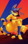 anthro anus areola bodily_fluids butt female genital_fluids genitals looking_at_viewer muscular muscular_anthro muscular_female nipples open_mouth pussy solo vaginal_fluids garbagioni animal_crossing nintendo ankha_(animal_crossing) felid feline mammal hi_res