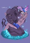 anthro duo facial_piercing horn male male/male nipple_piercing nipples nose_piercing piercing sex tongue tongue_out lykostherium european_mythology greek_mythology hades_(game) mythology asterius_(hades) theseus_(hades) bovid bovine cattle human humanoid mammal minotaur hi_res