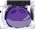 anthro belly_fluff blueberry_inflation body_inflation clothing curse english_text female fur generation_1_pokemon implied_permanent inflation nintendo permaberry pokemon pokemon_(species) puffed_cheeks purple_body purple_fur raichu shirt simple_background solo spherical_inflation story story_in_description text text_box thatoneaceguy topwear torn_clothing torn_shirt torn_topwear wardrobe_malfunction worried