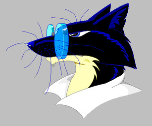 anthro big_glasses black_body black_fur blue_eyes cheek_tuft clothing countershade_neck countershading eyewear facial_tuft fur glasses grey_background inner_ear_fluff male pince-nez serious serious_face shirt simple_background solo topwear tuft whiskers white_clothing white_shirt white_topwear roz_gibson jack_salem gulonine mammal marten mustelid musteline sable_(marten) 1996 bust_portrait portrait