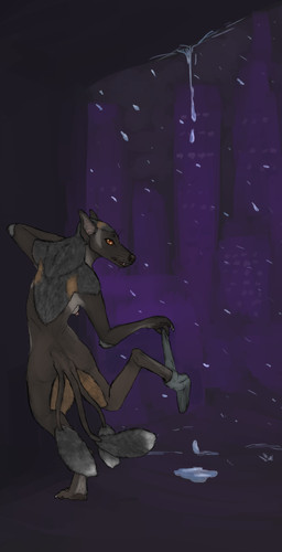 breasts city city_background clothing female footwear fur looking_back mid_transformation multi_tail raining snout socks solo_focus tail transformation undressing welcometaco canid canine cross_fox fox humanoid mammal red_fox true_fox hi_res