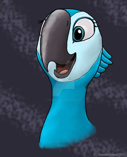 beak black_beak blue_body blue_feathers countershade_face countershading eyelashes feathers female feral head_feathers solo toony tanama 20th_century_fox blue_sky_studios rio_(series) jewel_(rio) avian bird macaw neotropical_parrot parrot spix's_macaw true_parrot 2012