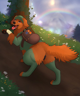 animal_genitalia animal_vulva backpack bodily_fluids breath brown_backpack canine_genitalia canine_vulva clothed clothed_feral clothing drooling female feral fur genital_fluids genitals green_clothing green_hat green_headwear green_legwear green_stockings green_sweater green_topwear hat headgear headwear legwear orange_body orange_eyes orange_fur panting saliva solo stockings sweater tail thigh_highs topwear vaginal_fluid_string vaginal_fluids vaginal_fluids_on_tail vulva nauticalcanine bird_dog canid canine canis domestic_dog golden_retriever hunting_dog mammal retriever absurd_res hi_res