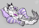 anthro balls big_penis feet femboy fur genitals hairy hi_res male paws penis solo threehorns