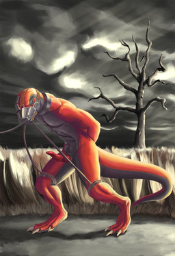 anthro bdsm blue_eyes bondage bound cloud collar erection genitals grey_body grey_scales hands_tied leash legs_tied light looking_down male muzzle_(object) muzzled nude orange_body orange_scales outside penis plant rope scales slave solo straps sunlight tree walking mitokep yagaru komodo_dragon lizard monitor_lizard reptile scalie 2018 hi_res