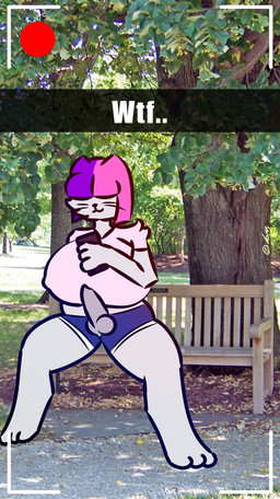 anthro bench big_breasts bottomwear breasts camera_view cellphone clothed clothed_anthro clothed_gynomorph clothed_intersex clothing electronics erection genitals grey_body gynomorph hair hair_over_eyes holding_cellphone holding_object holding_phone holding_smartphone huge_breasts intersex intersex_anthro knot nipple_outline partially_clothed penis phone phone_view photo_background public public_exposure shirt shorts smartphone solo text thick_thighs topwear squishyskunk molly_(squishyskunk) felid feline humanoid mammal 2025 digital_media_(artwork) english_text hi_res mixed_media photography_(artwork)