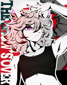 anthro belly blue_eyes clothing colored_nails femboy fishnet_clothing fur hair inner_ear_fluff looking_at_viewer male nails pink_eyes solo tuft white_body white_fur white_hair samkit atlus megami_tensei persona_(series) persona_5 sega sam_(samkit) canid canine domestic_cat felid feline felis fox mammal hi_res