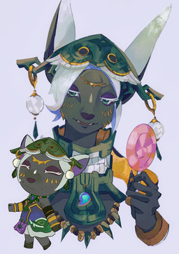 3_eyes 5_fingers alternate_species anthro bracelet candy chibi closed_smile clothed clothed_anthro clothed_female clothing cloven_hooves dessert eyelashes eyes_closed eyeshadow facial_markings female female_anthro fingernails fingers food green_eyes grey_body hair head_markings headgear headwear holding_candy holding_food holding_lollipop holding_object hooves jewelry lollipop makeup markings mouth_closed multi_eye nails narrowed_eyes necklace open_mouth open_smile pupils purple_eyeshadow purple_nose ring secret_stone secret_stone_of_spirit simple_background smile solo teeth unguligrade white_ears white_eyelashes white_hair white_sclera pisu_1107 animal_crossing nintendo tears_of_the_kingdom the_legend_of_zelda mineru deer mammal zonai 2026 crossover digital_media_(artwork) hi_res multiple_images shaded signature