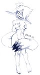 big_ears bodily_fluids female hair nude sanpaku solo tail tail_mouth unusual_anatomy unusual_tail white_hair sixie_(artist) humanoid