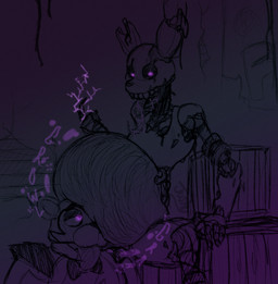 belly big_belly bloated bodily_fluids drooling machine male male_pred purple_eyes rumbling_stomach saliva same_size_vore tongue tongue_out vore jushy five_nights_at_freddy's five_nights_at_freddy's:_security_breach scottgames steel_wool_studios glamrock_freddy scraptrap_(fnaf) animatronic bear lagomorph leporid mammal rabbit robot hi_res