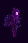 anthro bottomless butt clothed clothing female looking_away multicolored_body partially_clothed pillow purple_eyes raised_tail solo tail dirtkat nova_(dirtkat) canid canine canis eldritch_being mammal wolf hi_res