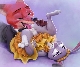 anthro anthro_on_anthro biped breasts butt claws clothed clothed_anthro clothed_female clothed_male clothing cunnilingus duo feet female fingers fur genitals male male/female oral sex teeth toes tongue vaginal vulva s1m disney zootopia judy_hopps nick_wilde canid canine european_rabbit fox lagomorph leporid mammal oryctolagus rabbit red_fox true_fox 2026 digital_drawing_(artwork) digital_media_(artwork) hi_res