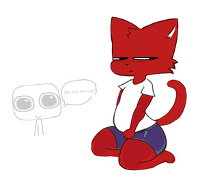 anthro bottomwear butt clothing fur hat headgear headwear light male paws red_body red_fur shirt short_stack shorts simple_background solo tight_clothing topwear youtuber chuy18723112 vtuber jammsy_(itsjammsy) canid canine fox mammal