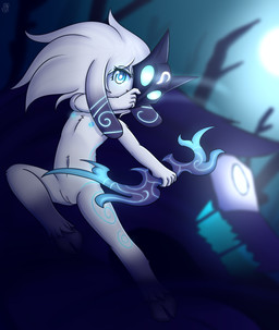 anthro duo female flat_chested glowing loli magic male nipples nude young young_anthro dream_mirage league_of_legends riot_games tencent kindred_(lol) lamb_(lol) wolf_(lol) bovid canid canine canis caprine ghost mammal sheep spirit wolf absurd_res hi_res