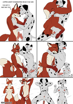 69_position after_sex after_sex_sleeping anal anal_penetration anthro anthro_on_anthro anthro_penetrated anthro_penetrating anthro_penetrating_anthro anthrofied black_nose bodily_fluids breasts butt comparing comparing_penis cum cum_from_ass cum_from_vagina cum_in_ass cum_in_vagina cum_inside cumshot dialogue ejaculation erection fellatio female fur genital_fluids genitals group humanoid_genitalia humanoid_penis male male/male male_penetrated male_penetrating male_penetrating_male markings navel nipples nude nude_anthro nude_female nude_male oral partner_swap penetration penile penile_penetration penis penis_in_ass red_body red_fur sex spots spotted_body spotted_fur text vulva white_body white_fur kingdorkster 101_dalmatians disney the_fox_and_the_hound perdita pongo tod_(tfath) vixey_(tfath) canid canine canis dalmatian domestic_dog fox mammal red_fox true_fox absurd_res comic english_text hi_res multiple_scenes
