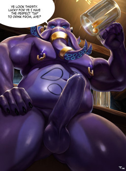 alcohol anthro areola balls beer belly beverage biceps big_belly container cup dialogue erection foreskin genitals holding_container holding_cup holding_mug holding_object humanoid_genitalia humanoid_penis looking_at_viewer male mug musclegut muscular muscular_anthro muscular_male navel nipple_piercing nipples nude overweight overweight_anthro overweight_male penis piercing proboscis_(anatomy) solo speech_bubble standing talking_to_viewer tentacles text trunk_(anatomy) tintiai moreau_(swampking) cephalopod coleoid elephant elephantid hybrid mammal marine mollusk octopodiform octopus proboscidean digital_media_(artwork) english_text