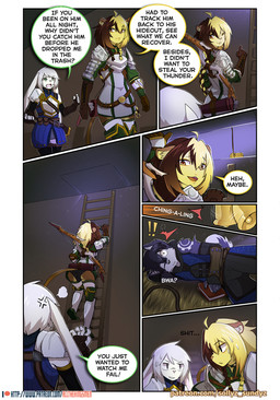 angry anthro balls_out bell bulge clothing crossdressing_male dialogue femboy ladder male patreon_logo patreon_username text underwear sollyz patreon felid lagomorph leporid lion mammal pantherine rabbit 2021 comic english_text url