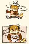 biped candy chef_hat chibi chocolate clothing cooking dessert eyes_closed feral food hat headgear headwear holidays kemono open_mouth solo text shi_nominmin valentine's_day ailurid mammal red_panda 2025 english_text hi_res