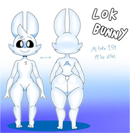 anthro butt male pupils scut_tail short_tail smile solo tail text white_body white_pupils lokbunny17 lok_bunny lagomorph leporid mammal rabbit hi_res model_sheet