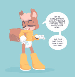 5_fingers anthro big_eyes black_nose black_text blue_background boots breasts brown_body brown_ears brown_freckles brown_fur brown_tail buckteeth clean_diaper clothed clothed_anthro clothed_female clothing dialogue diaper eyelashes eyes_closed female female_anthro fingers fist fluffy fluffy_tail footwear freckled_face freckles fur gloves hand_on_hip hand_on_own_hip handwear head_tuft head_turned long_sleeves medium_breasts multicolored_body multicolored_boots multicolored_clothing multicolored_footwear multicolored_fur oblivious open_mouth pantless_anthro pantless_female pantsless pattern_diaper pink_tongue shoes simple_background solo speech_bubble standing sweater tail talking_to_another tan_body tan_fur tan_inner_ear tan_tail teeth text tongue topwear tuft two_tone_body two_tone_boots two_tone_clothing two_tone_footwear two_tone_fur two_tone_tail wearing_diaper white_boots white_clothing white_footwear white_gloves white_handwear yellow_boots yellow_clothing yellow_footwear yellow_sweater yellow_topwear baggashame sega sonic_the_hedgehog_(series) fan_character fussy_the_squirrel mammal rodent sciurid tree_squirrel 2025 english_text hi_res