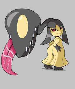 bangs big_butt big_mouth_(anatomy) big_tongue biped black_hair bodily_fluids breasts butt dripping drooling fangs female grey_background hair hair_mouth hand_on_butt hand_on_own_butt looking_at_viewer looking_back looking_back_at_viewer narrowed_eyes pear-shaped_figure pseudo_clothing rear_view red_eyes saliva saliva_drip saliva_on_tongue side_bangs simple_background small_breasts smile smiling_at_viewer smirk smug solo standing teeth tongue tongue_out wide_hips yellow_body jemuosg nintendo pokemon generation_3_pokemon humanoid mawile pokemon_(species) 2025 digital_media_(artwork) full-length_portrait hi_res portrait