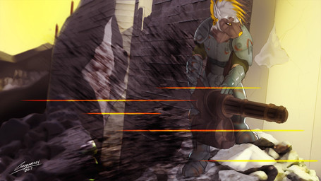 anthro armor battle gatling_gun gun machine_gun male minigun ranged_weapon solo war weapon cenegan024 fallout microsoft 16:9 widescreen