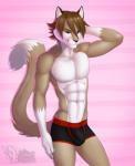 abs anthro athletic briefs bulge clothed clothing dipstick_tail fur hair looking_at_viewer male markings multicolored_tail muscular muscular_anthro muscular_male smile solo standing tail tail_markings topless underwear vallhound yuri_catslash domestic_cat felid feline felis mammal hi_res