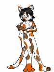 anthro breasts digitigrade female genitals hair long_hair nipples nude pubes pussy solo tail raiettei_(artist) domestic_cat felid feline felis mammal 2013 3:4