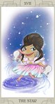 anthro black_hair brown_body brown_fur card card_template clothed clothing constellation dress female fortune_telling fully_clothed fur hair holding_object major_arcana open_mouth open_smile roman_numeral smile solo tarot tarot_card text the_star_(tarot) flaunder01 disney zootopia fru_fru eulipotyphlan mammal shrew 2016 english_text hi_res