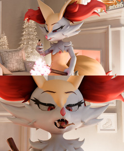 anthro bodily_fluids breasts cum duo extreme_size_difference female fur genital_fluids genitals human_prey imminent_vore male male/female micro mouth_play penis saliva saliva_string size_difference smaller_human tail tongue vore hakhop cumminham_(modeler) nintendo pokemon braixen canid canine generation_6_pokemon human mammal pokemon_(species) 3d_(artwork) digital_media_(artwork) hi_res