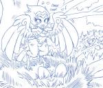 blush breasts cleavage clothed clothing egg eyelashes feathered_wings feathers female heart_symbol midriff monster_girl_(genre) musical_note musical_symbol navel nest plant solo spread_wings symbol text tree winged_arms wings plagueofgripes european_mythology greek_mythology mythology shantae_(series) wayforward shantae_(harpy_form) animal_humanoid avian avian_humanoid harpy humanoid mythological_avian mythological_creature 2016 blue_and_white english_text hi_res monochrome