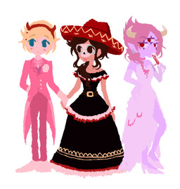 3_eyes anime_style clothed clothing crossgender female femboy ftm_crossgender group hair hat headgear headwear horn humanoid_pointy_ears male mtf_crossgender multi_eye not_furry pointy_ears simple_background sombrero trio yumichen disney star_vs._the_forces_of_evil marco_diaz star_butterfly tom_lucitor demon demon_humanoid horned_humanoid human humanoid mammal mewman absurd_res digital_media_(artwork) hi_res