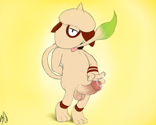 anthro balls bodily_fluids circumcised erection front_view genital_fluids genitals humanoid_genitalia humanoid_penis male naughty_face penis precum precum_string simple_background solo tail tail_fetish tail_in_mouth tail_play tiptoes tongue tongue_out seyrmo nintendo pokemon generation_2_pokemon mammal pokemon_(species) smeargle 5:4 digital_media_(artwork) signature source_request