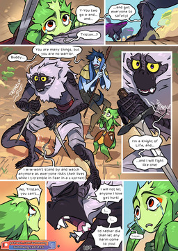 anthro blind blue_eyes bodily_fluids claws cornered crying dagger day dialogue disability female feral grey_body group hair jagged_teeth male melee_weapon mountain purple_eyes scared shaking sharp_teeth staff sweat sword tail tears teeth text toe_claws trembling trio weapon white_hair yellow_sclera zummeng chili_(zummeng) nigel_(zummeng) tristan_(zummeng) elvian haplorhine hybrid lagomorph leporid mammal monkey monster primate rabbit rhinoceros comic english_text