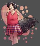 abstract_background alternate_species biped black_hair black_tail blush bottomwear breasts clothed clothing collarbone eyelashes female fluffy fluffy_tail front_view grey_background grey_eyes hair hands_behind_back humanoidized light_body light_skin long_tail looking_away medium_breasts pattern_background pink_clothing plaid pleated_skirt shirt short_hair simple_background skirt slightly_chubby smile solo standing tail tan_body tan_skin tank_top topwear etosaurus animal_crossing nintendo annalisa_(animal_crossing) animal_humanoid anteater_humanoid humanoid mammal mammal_humanoid pilosan pilosan_humanoid xenarthran xenarthran_humanoid 2014 alpha_channel digital_drawing_(artwork) digital_media_(artwork) portrait three-quarter_portrait