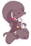 2:3 banette bedroom_eyes blush breast_fondling breast_play breasts clothed clothing diives dress eyebrows eyelashes female fondling footwear generation_3_pokemon half-closed_eyes hand_on_breast humanoid kneeling legwear narrowed_eyes nette_(diives) nintendo not_furry panties pokemon pokemon_(species) red_eyes red_sclera seductive shoes socks solo underwear upskirt zipper