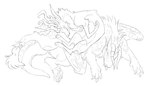 duo feral fur horn napping tail wings cartoonsnacks mythology haloren hannu deer dragon felkin mammal mythological_creature mythological_scalie scalie absurd_res hi_res monochrome