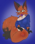 anthro big_breasts breasts brown_body cleavage clothed clothing curvy_figure eyelashes female food fur popsicle shirt solo tail thick_thighs topwear voluptuous wide_hips techno_otaku nintendo pokemon canid canine fox generation_8_pokemon mammal nickit pokemon_(species) 4:5 absurd_res hi_res