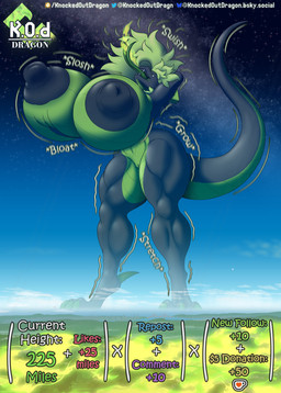 anthro areola atmospheric_perspective big_areola big_breasts big_muscles big_nipples black_body black_nipples blue_sky body_size_growth breast_growth breast_squish breasts bridge city claws cloud colored_fire cosmic_background curvy_figure digitigrade fangs female fire forked_tongue genitals giga green_body green_claws green_eyes green_fire green_hair green_scales growth growth_drive growth_lines hair holding_breast huge_areola huge_breasts huge_nipples landscape logo long_hair looming macro motion_lines muscular muscular_legs nipples onomatopoeia open_mouth scales sea size_transformation sky skyscape solo sound_effects squish standing star starry_background starry_sky tail teeth text thick_tail thick_thighs tongue transformation vulva water knockedoutdragon european_mythology macro_march mythology kaya_(knockedoutdragon) dragon mythological_creature mythological_scalie scalie western_dragon artist_logo english_text hi_res watermark