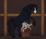 anal anal_penetration animal_genitalia animal_penis anthro anthro_on_feral anthro_penetrated anus balls barrel bestiality black_body black_fur blue_eyes bodily_fluids bone_mask brick_wall brown_hair cheek_tuft cum cum_in_ass cum_inside curly_hair cute_fangs dripping drooling drooling_tongue duo ear_tuft equine_genitalia equine_penis facial_markings facial_tuft fangs female feral feral_penetrating feral_penetrating_anthro fetlocks fur genital_fluids genitals hair head_markings hooves horse_tail kneeling larger_male long_hair looking_back male male/female markings mask_(marking) multicolored_body multicolored_penis open_mouth pawpads penetration penis pink_pawpads pussy pussy_juice_drip saliva sex short_hair short_tail side_view simple_background size_difference smaller_female stone_floor tail tan_body teeth tight_fit tuft two_tone_body two_tone_penis vaginal_fluids wall_(structure) yellow_eyes hirofence pook_(nightdancer) zaire_(nightdancer) draft_horse equid equine felid feline friesian horse lynx mammal full-length_portrait hi_res portrait