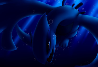 ambiguous_gender blue_body bubble dark feral light open_mouth orange_eyes red_eyes solo sunlight swimming underwater water animalcells nintendo pokemon avian generation_2_pokemon legendary_pokemon lugia pokemon_(species) blue_theme cool_colors dark_theme hi_res