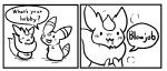 :3 ambiguous_gender blush bodily_fluids border breath chibi dialogue dot_eyes drooling duo featureless_arms fur humor open_mouth saliva simple_background simple_eyes speech_bubble standing steam text white_background white_border rime_the_vixen nintendo pokemon eeveelution flareon generation_1_pokemon generation_2_pokemon mammal pokemon_(species) umbreon 2017 2koma 7:3 aliasing black_and_white comic digital_media_(artwork) english_text monochrome